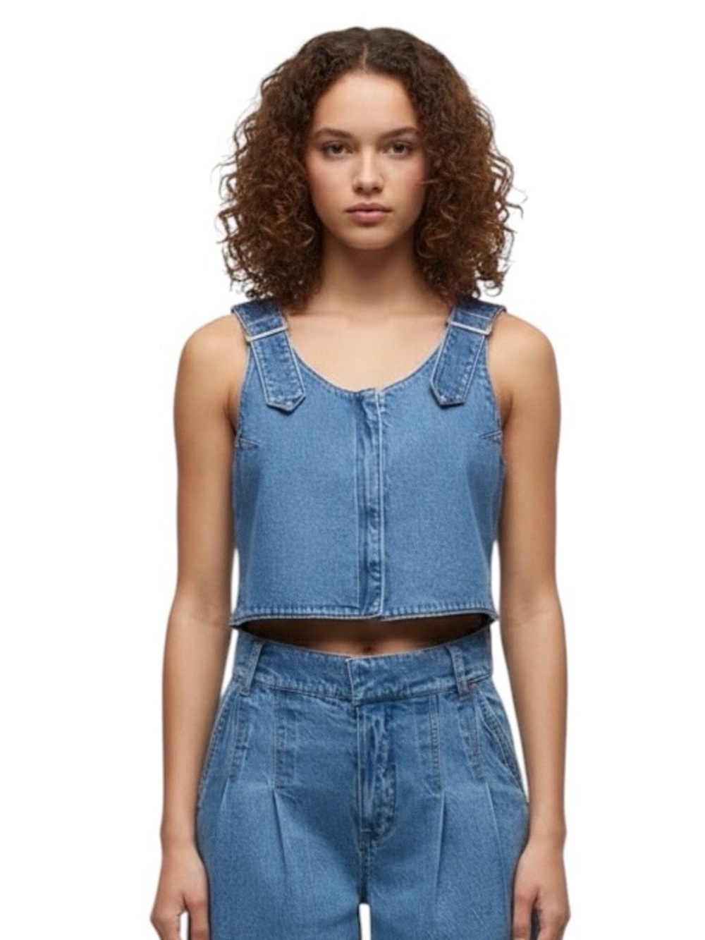 Hudson Jeans Light Blue Denim Crop Tank